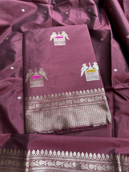 Wine katan by katan silk kadhwa suit set