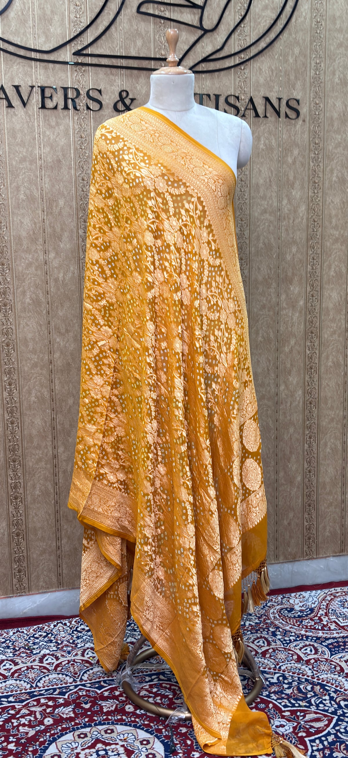 Yellow Khaddi georgette dupatta