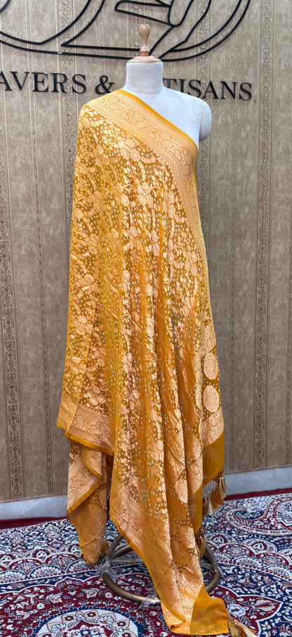 Yellow Khaddi georgette dupatta