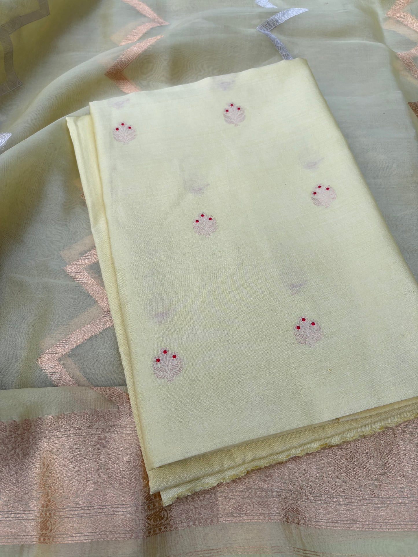 Lime Chiniya silk kurta, kora silk dupatta, plain bottom
