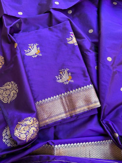 Purple katan by katan silk kadhwa suit set