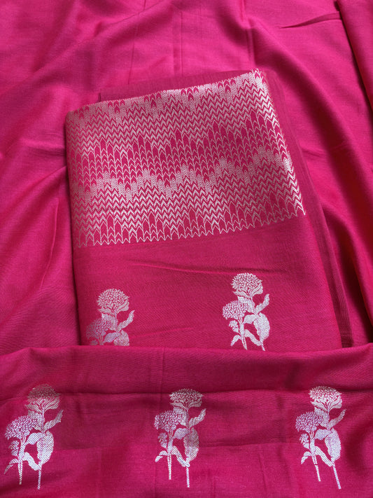 Red moonga silk suit set