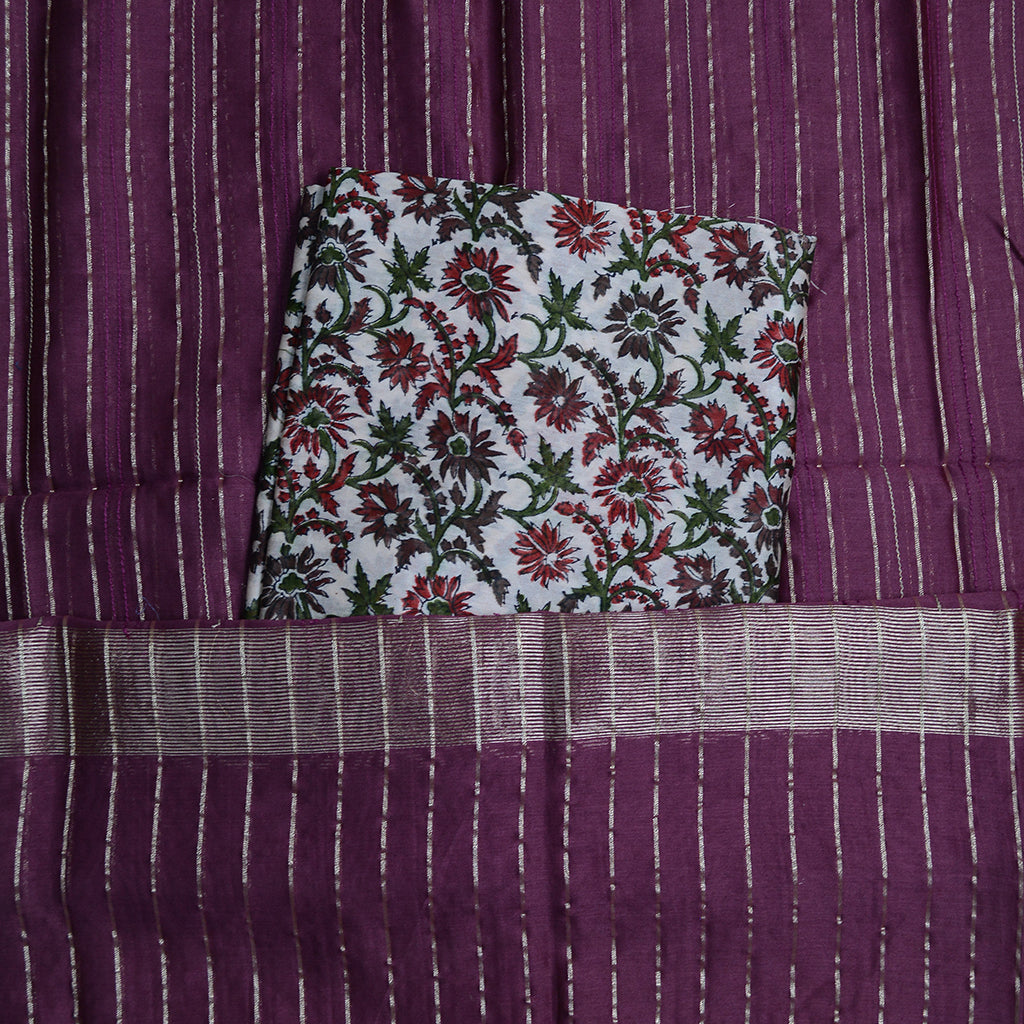 Printed Chanderi silk with pintuck dupatta
