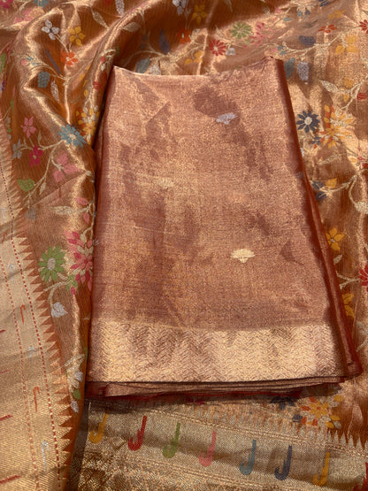 Orange tissue kadhwa suit set