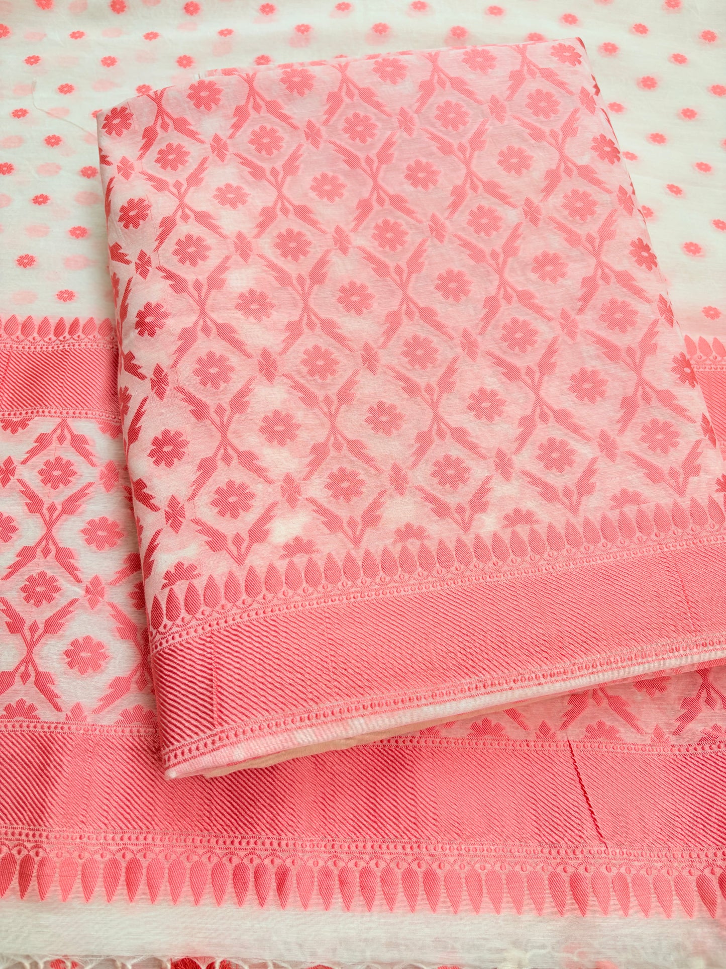 White base Chanderi cotton 3 piece suit set