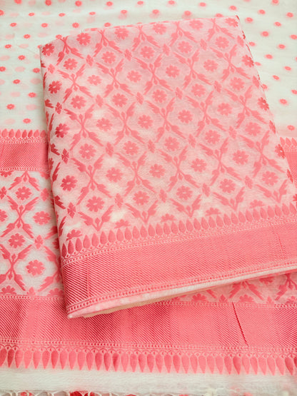 White base Chanderi cotton 3 piece suit set