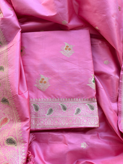 Pink katan by katan silk meenadar kadhwa suit set