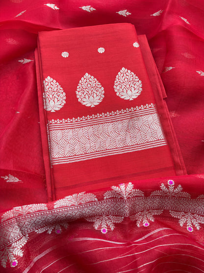 Red Chiniya Kora meenadar suit set