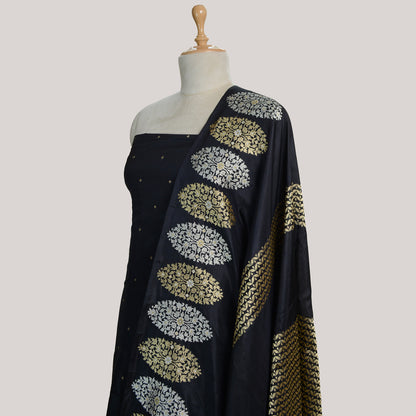 Black Katan by katan silk kadhwa suit set