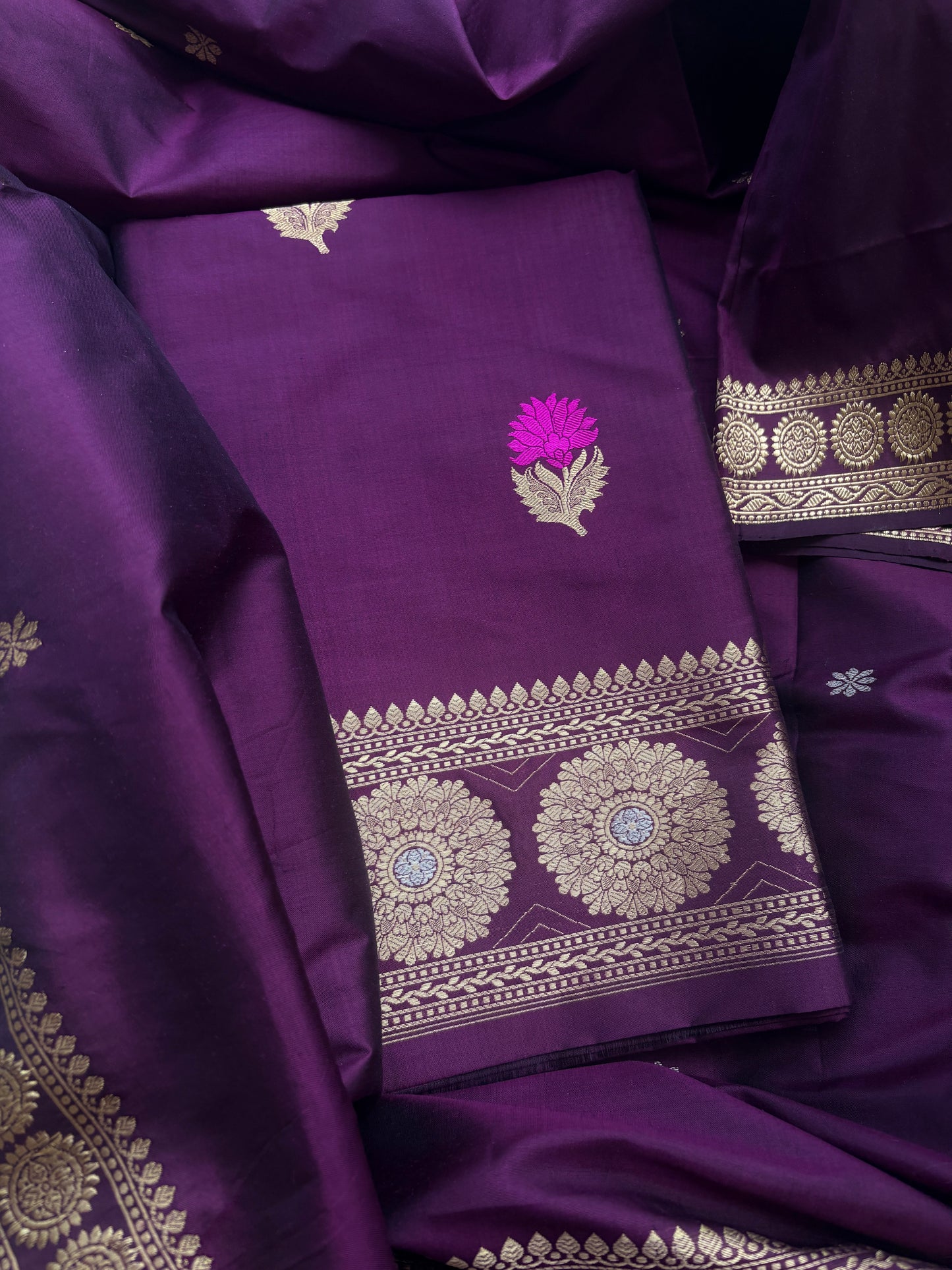 Purple Katan by katan silk suit set