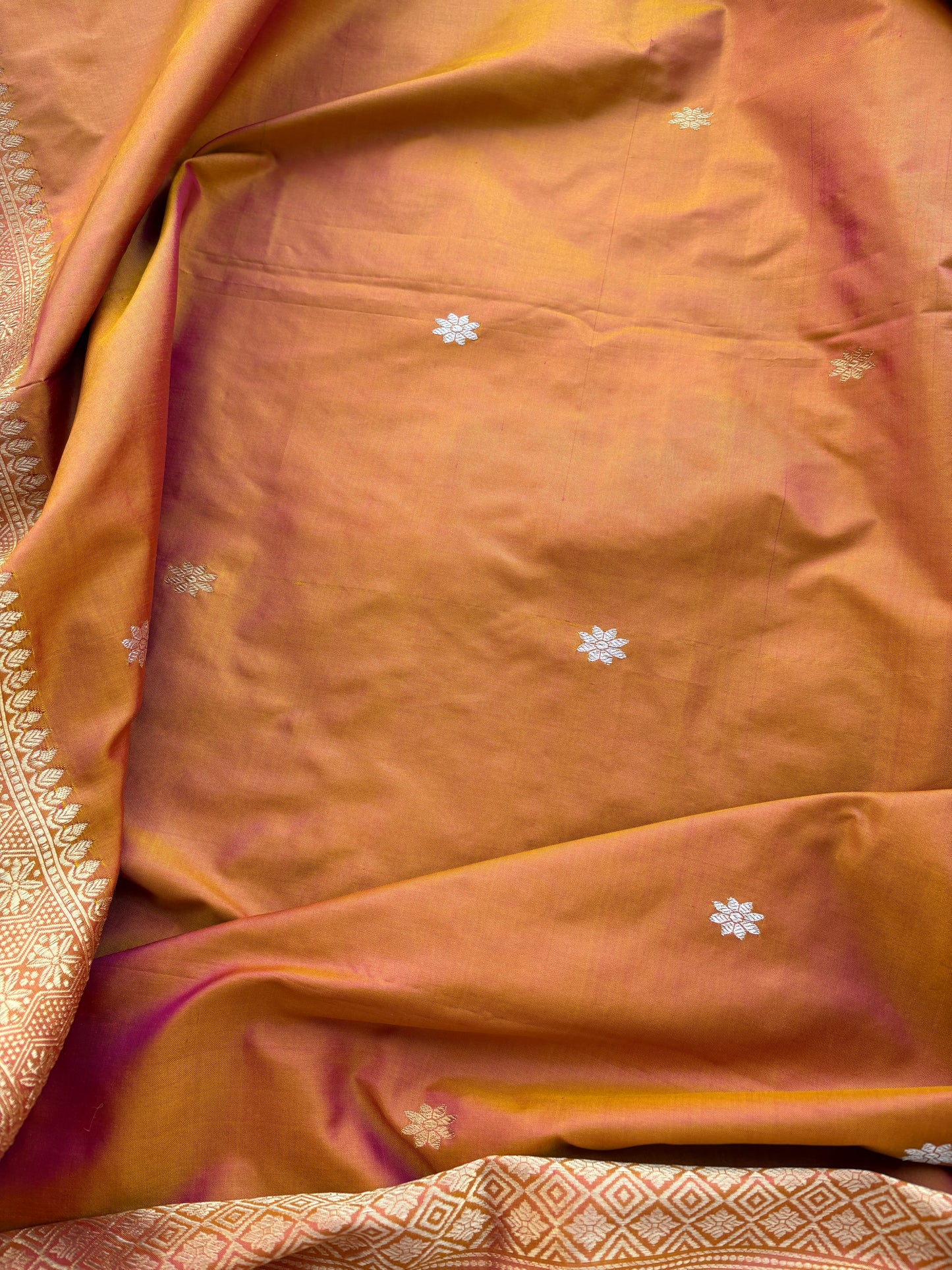 Rust gold katan by katan silk suit set