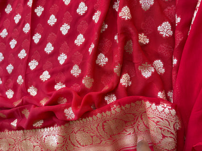 Blue katan by katan silk suit with Khaddi georgette dupatta