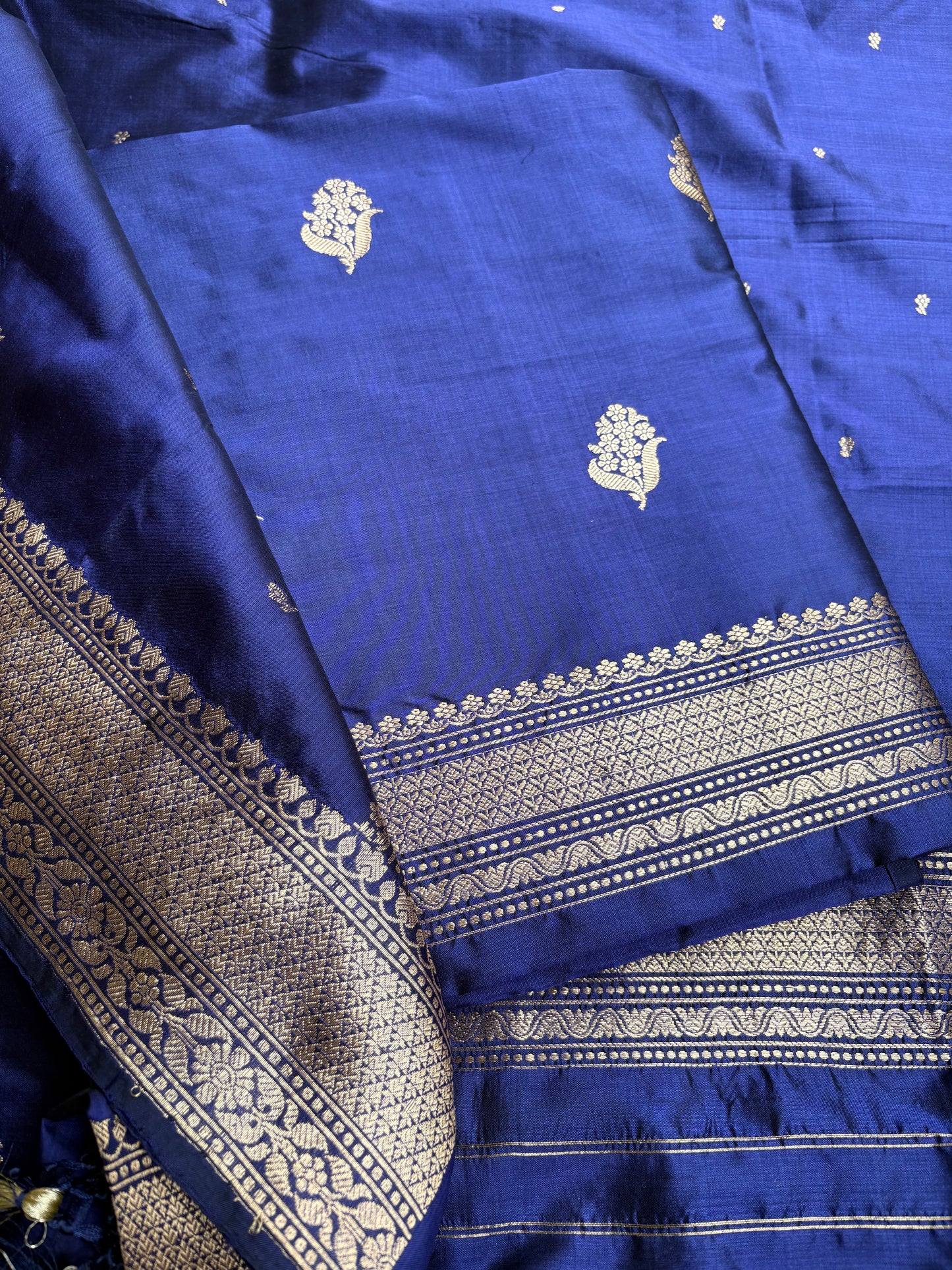 Blue katan by katan silk 3 piece suit set