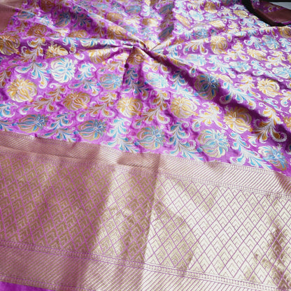 Pink Cotton chiniya silk full Jaal dupatta