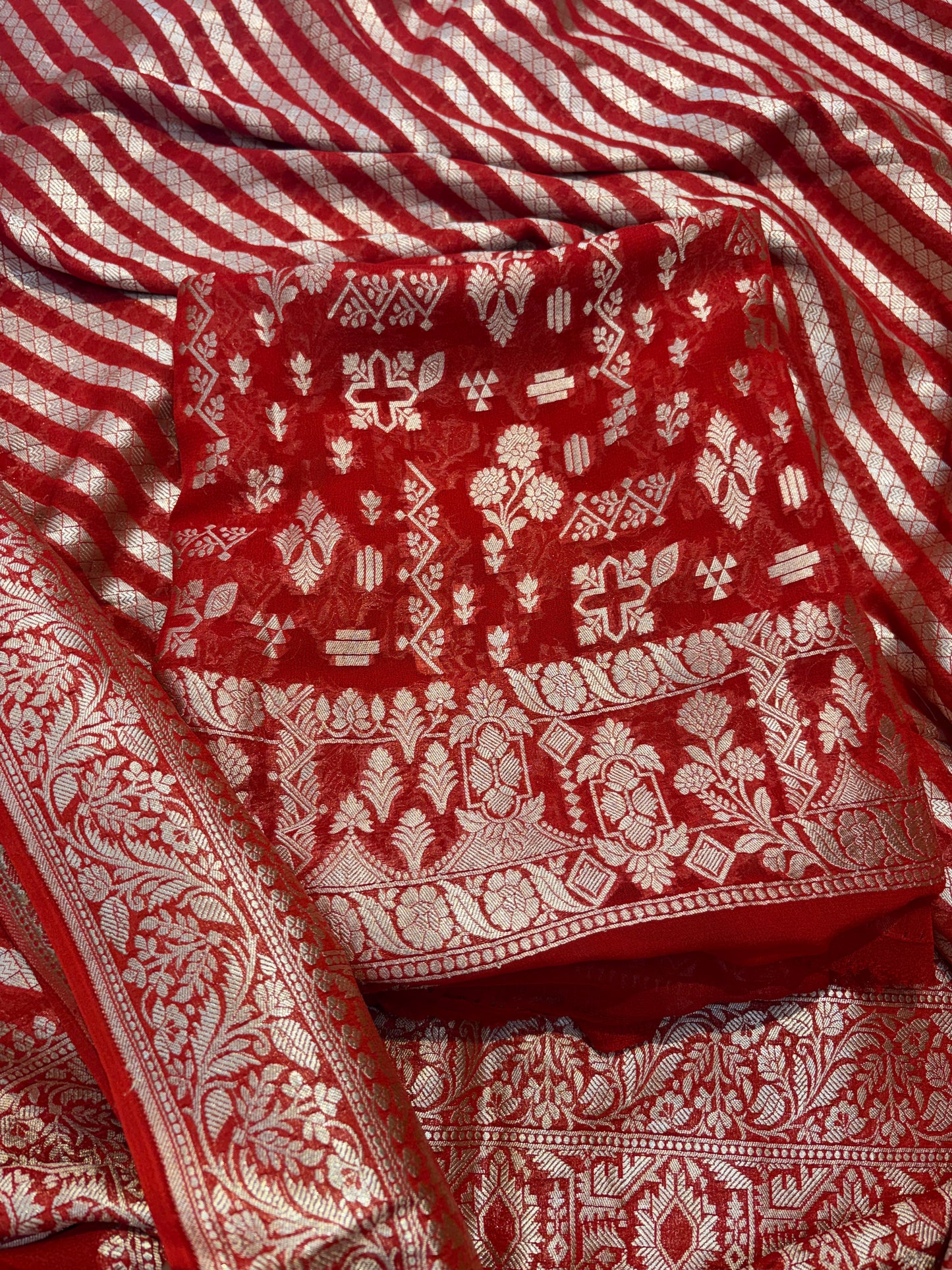 Red Khaddi georgette suit set