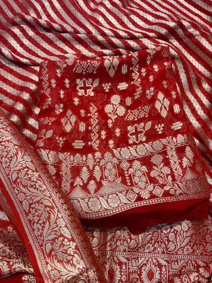 Red Khaddi georgette suit set