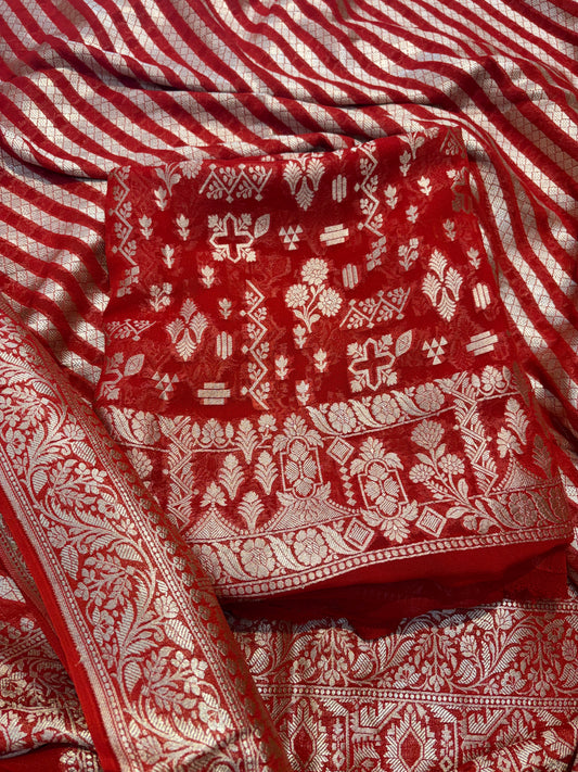 Red Khaddi georgette suit set