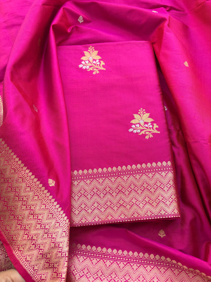 Pink katan by katan silk kadhwa suit set