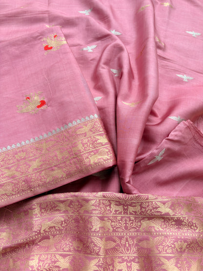 Peach mango silk kadhwa suit set