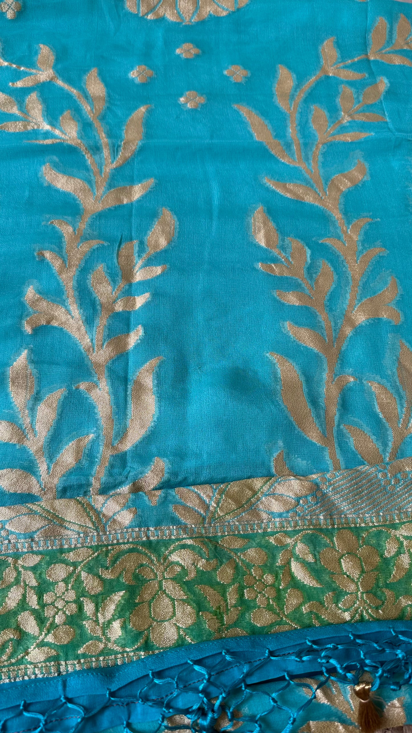 Turq handloom khaddi georgette dupatta