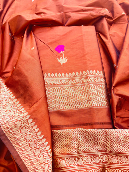 Orange Katan by Kayan silk kadhwa suit set