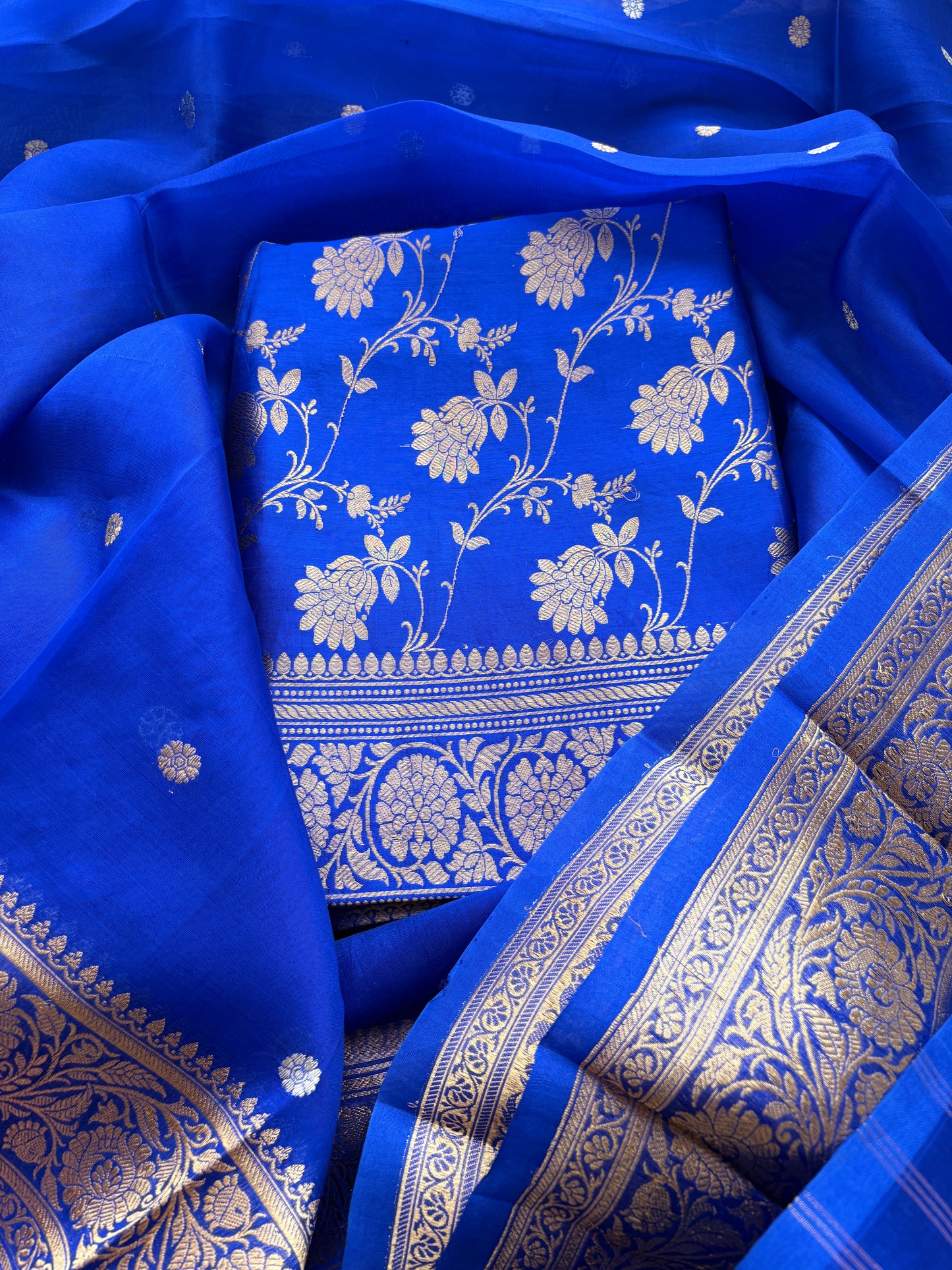 Blue raw mango silk suit set