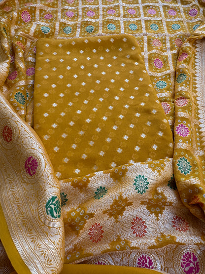 Mustard Khaddi georgette suit set