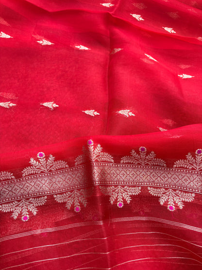 Red Chiniya Kora meenadar suit set