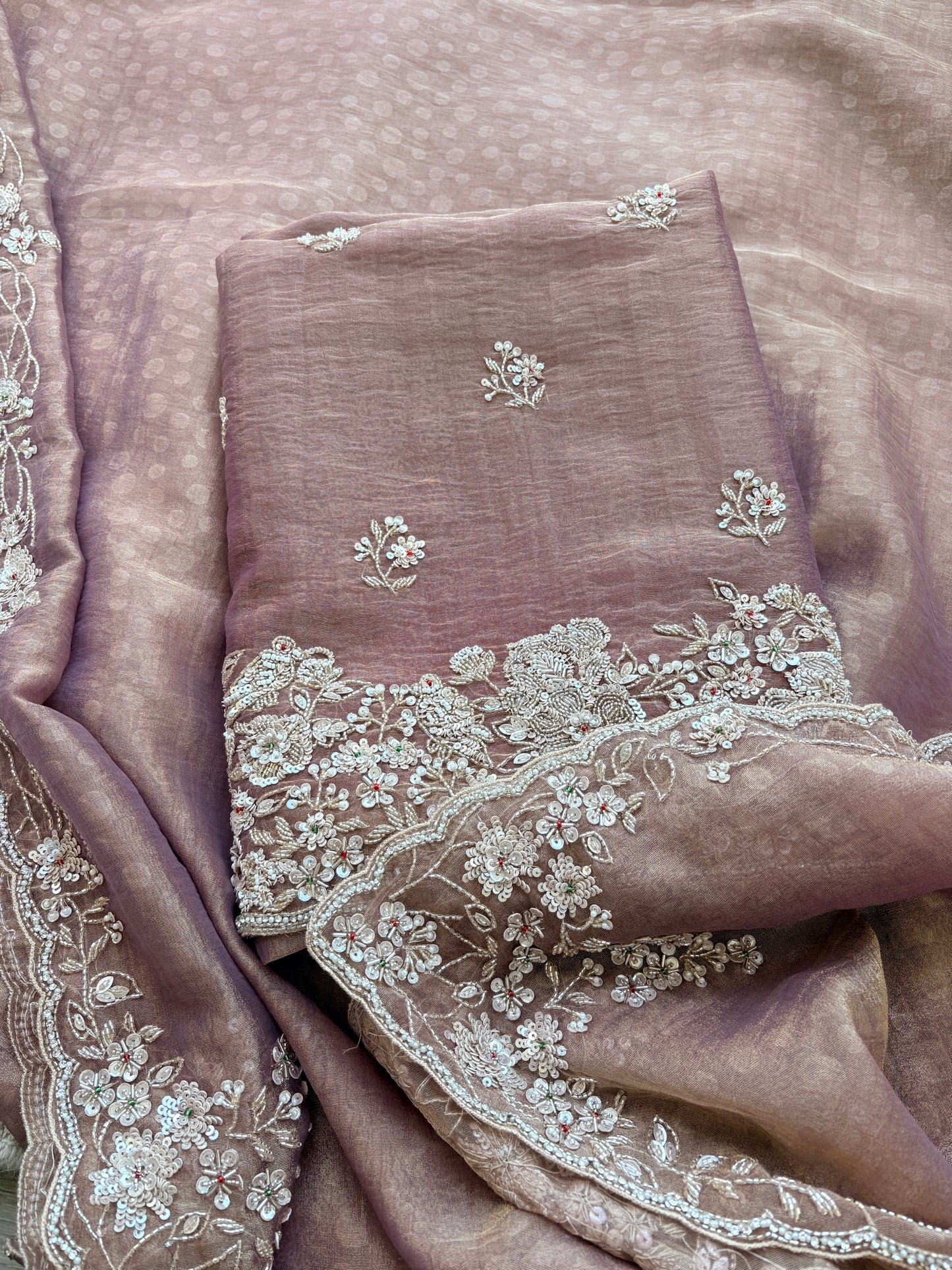 Pink handwork exclusive embroidered suit set