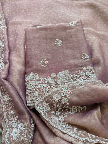 Pink handwork exclusive embroidered suit set