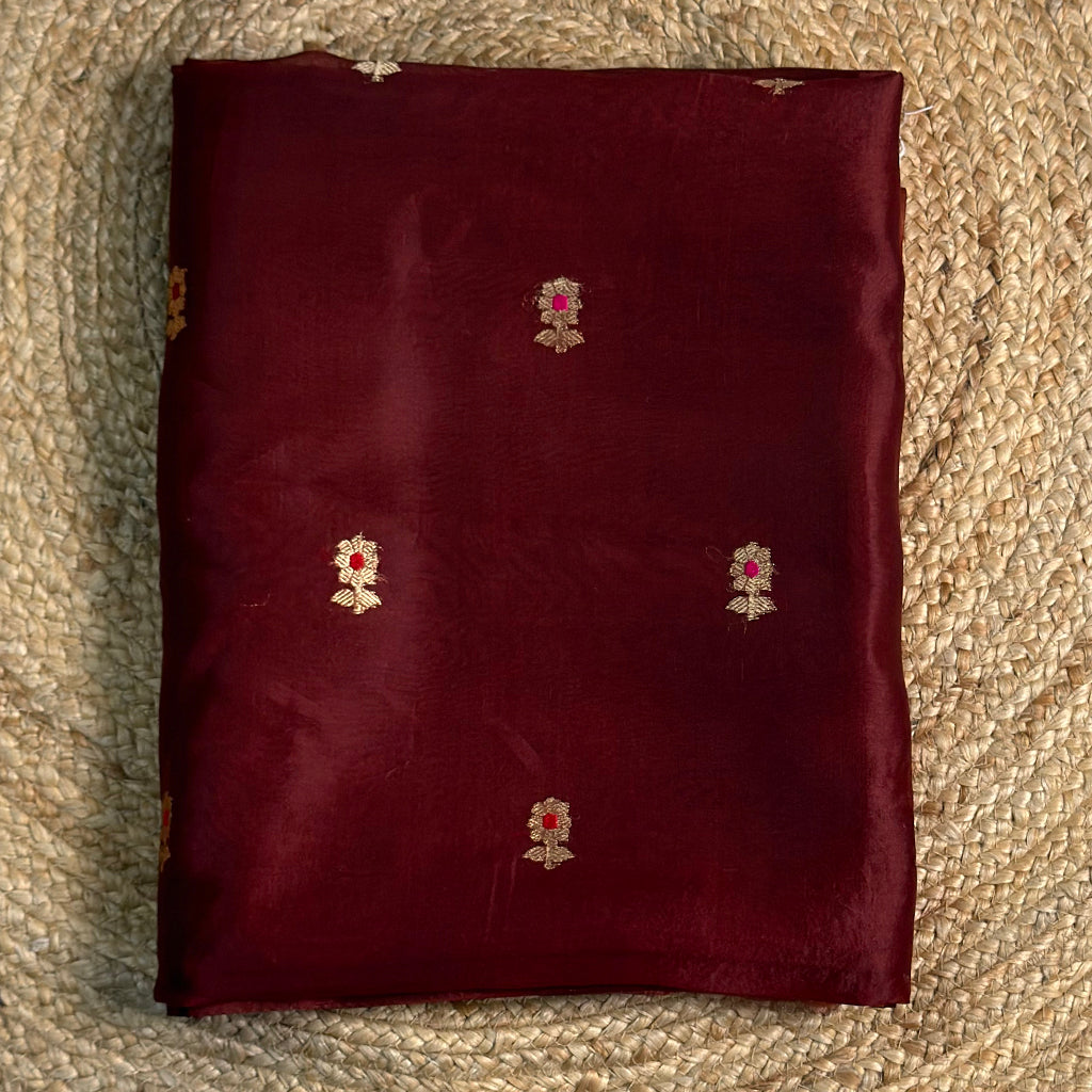 Wine kora silk kadhwa suit set