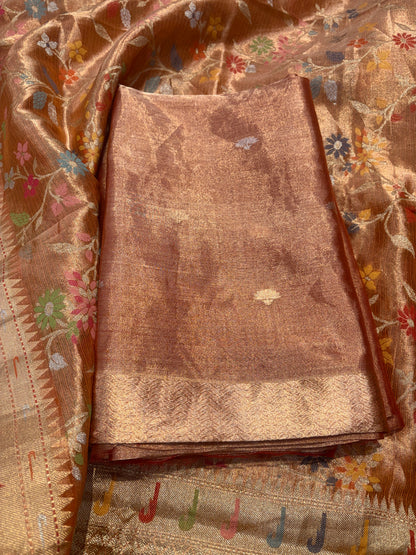 Orange tissue kadhwa suit set