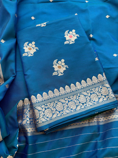 Blue katan by katan silk suit set