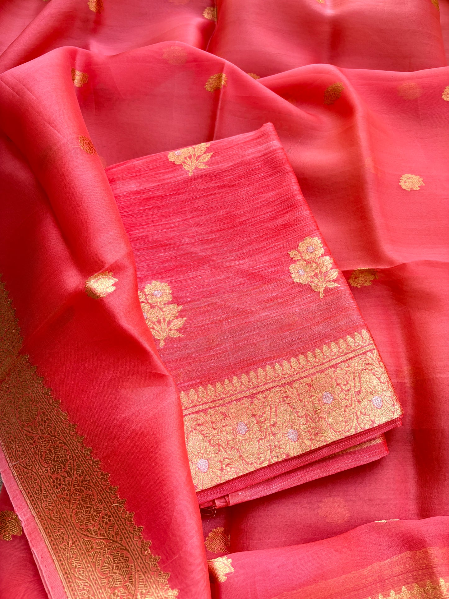Peach linen suit kadhwa suit set