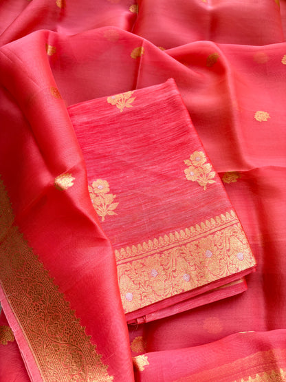 Peach linen suit kadhwa suit set