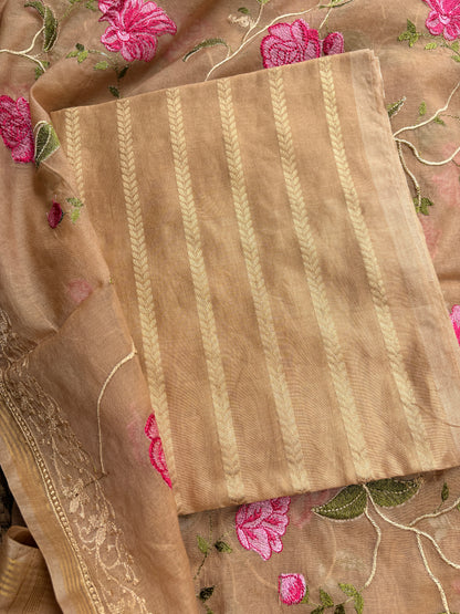 Beige premium Banarasi suit set
