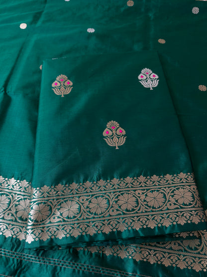 Emerald green katan silk suit set