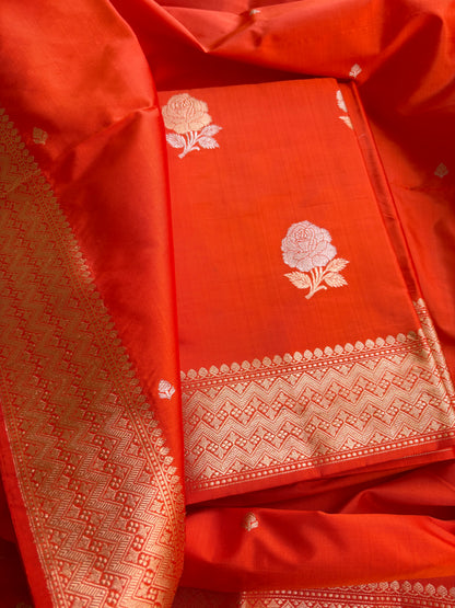 Orange Katan  by katan kadhwa silk Suit set