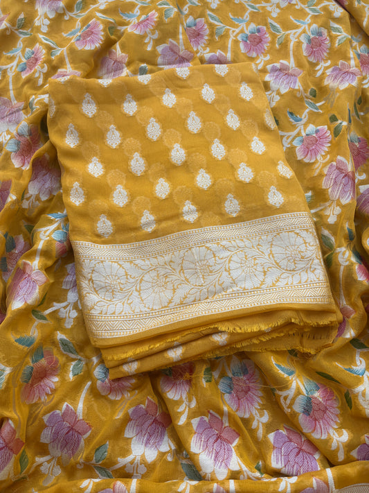 Mustard Khaddi georgette suit set