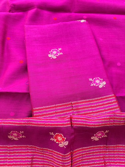 Magenta moonga silk suit set