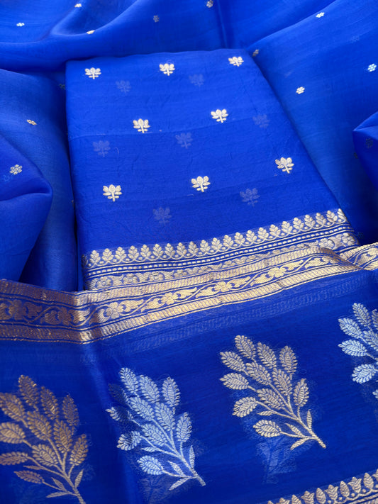 Blue kora kadhwa Sona Roopa suit set