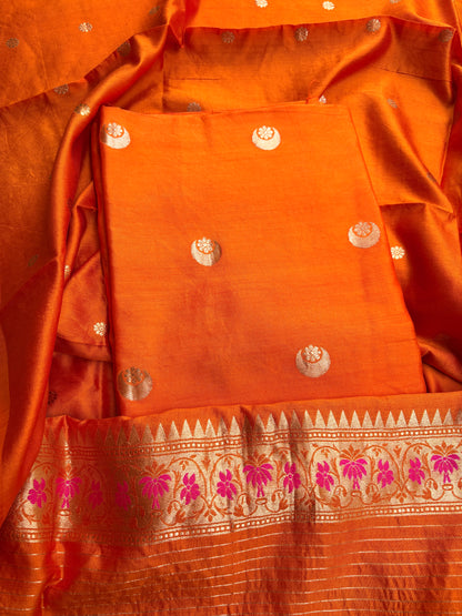 Orange raw artisan kadhwa 3 piece suit set