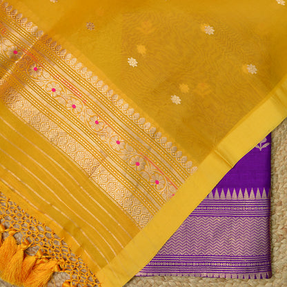 Purple Chiniya silk suit with kora silk dupatta