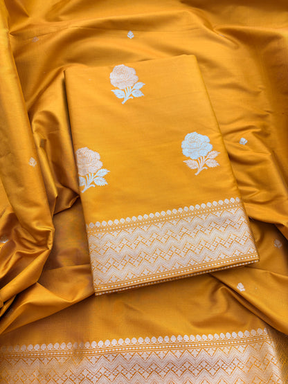 Yellow gold katan silk kadhwa suit set