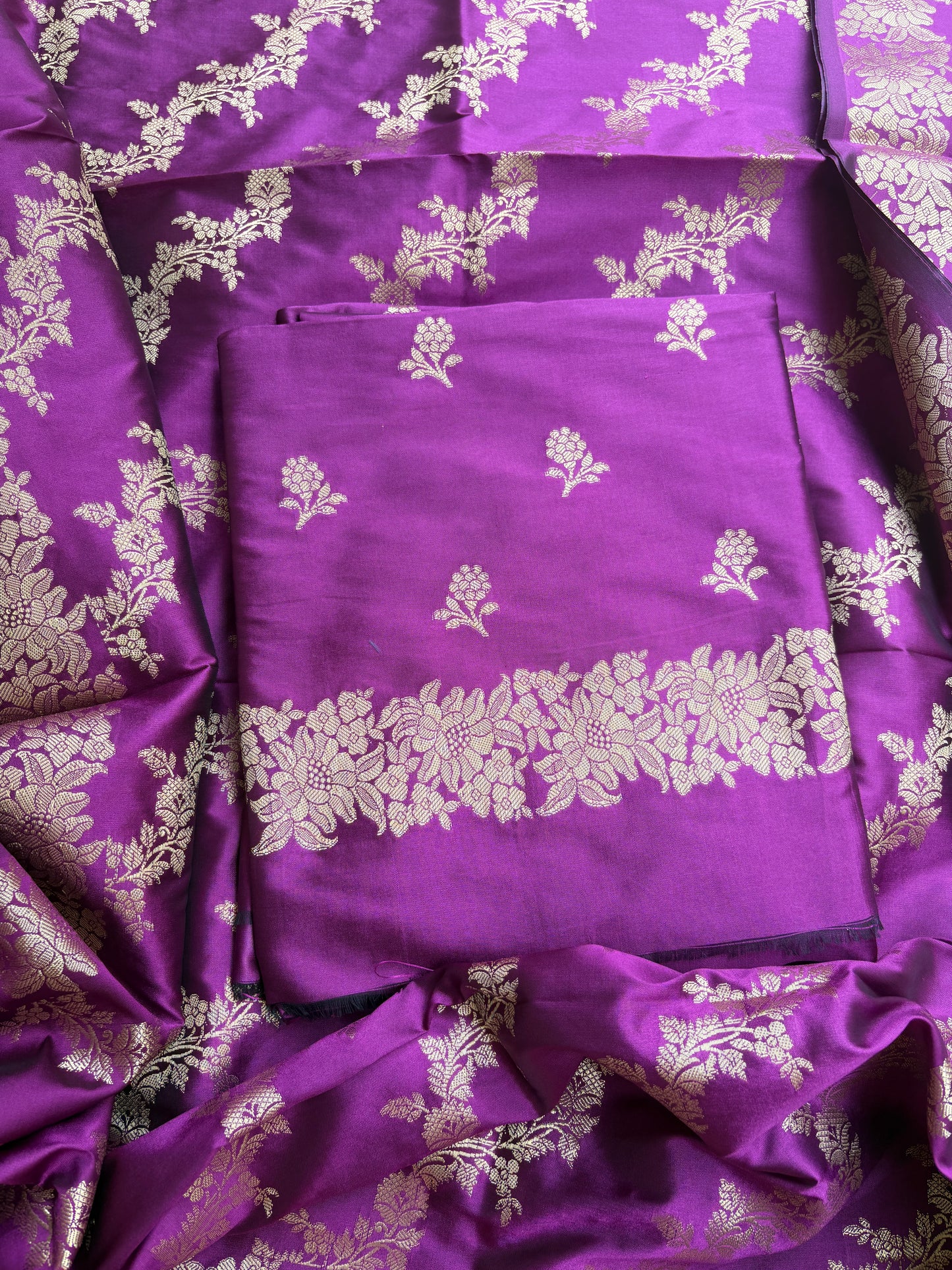 Magenta premium silk 3 piece suit set