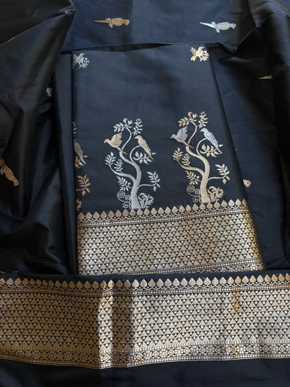 Black katan by katan figure motif suit set