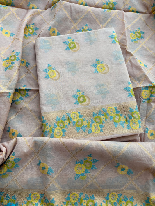 Nude jaal weaving Chanderi suit set