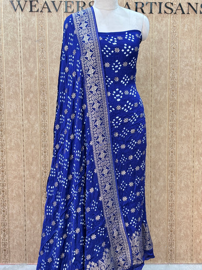 Blue bandhani suit set