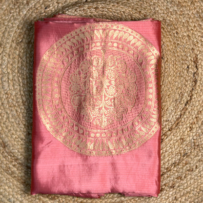 Peach mango silk suit with jaal dupatta