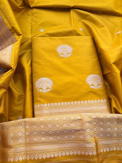Mustard katan by katan silk suit set